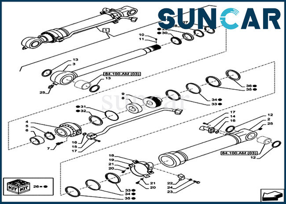 O selo Kit Excavator Cylinder Repair Kit da cubeta LZ010810 cabe o caso de CX160C CX160B