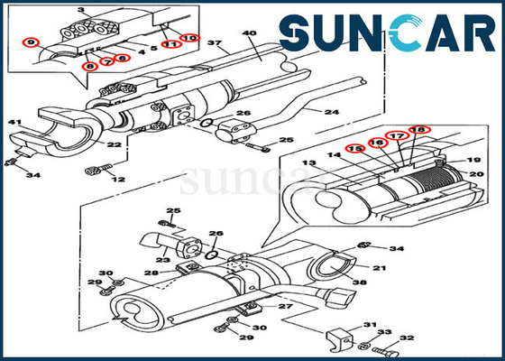 Máquina escavadora do EXEMPLO CX250C CX240B de Kit Replacement Kits Fits do selo do cilindro da cubeta LZ008160