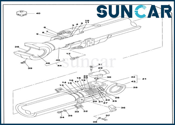 Reparo Kit Crawler Excavator Sealing do selo do cilindro do Dipper do braço do caso LZ008450 de CX250C CX290B