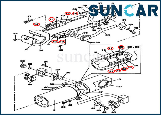 Jogo da reconstrução do cilindro da cubeta de Kit Model CX800B do selo do reparo do CASO LZ007720