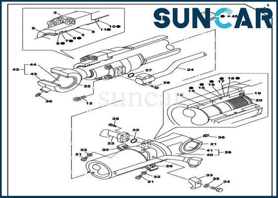 Cilindro hidráulico da cubeta do EXEMPLO de Kit Fits Models CX130C CX130D do selo do reparo LZ010710