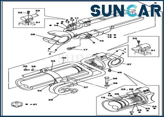 Reparo Kit Hydraulic Service Kit do cilindro do crescimento do caso LZ010930 de CX210C LC CX210D LC