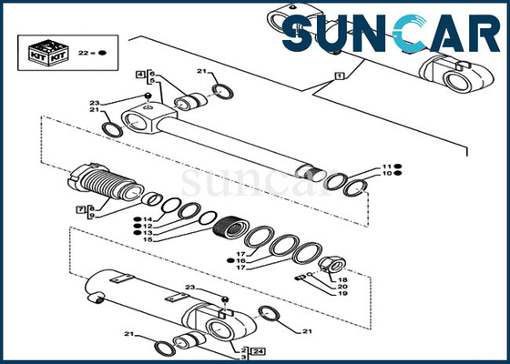 Máquina escavadora de levantamento Seal Kit da esteira rolante do caso do SÊNIOR dos jogos de reparação CX80C CX75C do cilindro da lâmina LZ012050