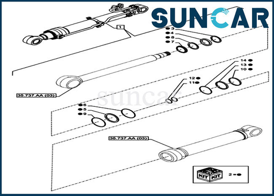 Selo Kit Hydraulic Cylinder Repair Kits do reparo do braço do CASO LZ012100 de CX350D LC