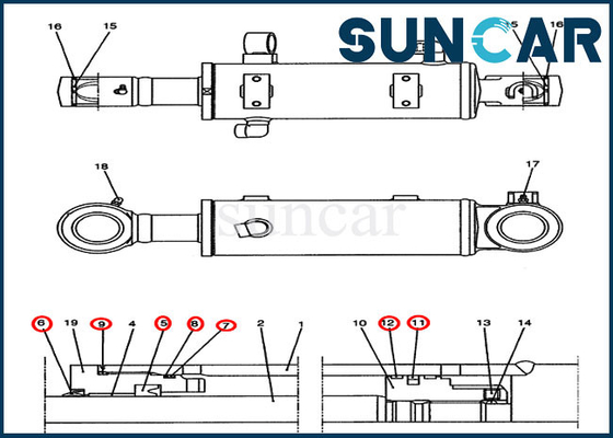 YJ01V00009R300 Dozer Blade Cylinder Replacement Service Kit For CX47 Case Seal Kit