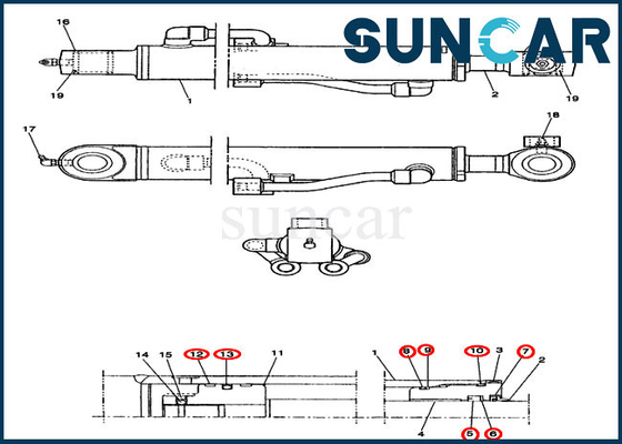 Máquina escavadora Seal Kit de Kit For Case CX14 do serviço da substituição do cilindro da cubeta PE01V00003R100