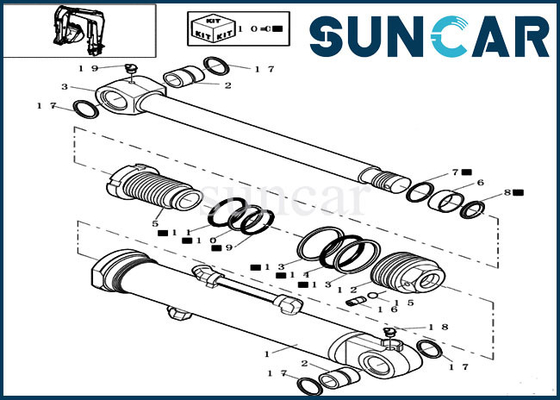 Equipamento pesado do EXEMPLO padrão de Kit Fits CX16B do reparo do selo da lâmina da escavadora dos jogos 72275474 do cilindro