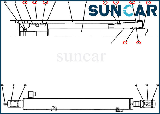 Jogos hidráulicos da substituição do exemplo de Kit Excavator CX17B do selo do reparo do cilindro da cubeta PU01V00035R300