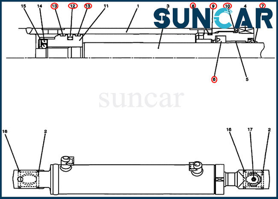 Máquina escavadora de Kit Fits Model CX17B do reparo do selo do cilindro do balanço dos jogos PU01V00028R300 do OEM do CASO