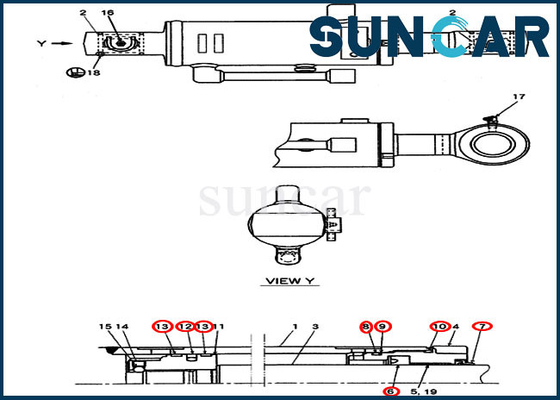 Selo Kit Case Repair Kits For CX20B CX22B Mini Crawler Excavator do cilindro de 72953540 escavadoras