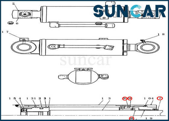 Máquina escavadora Sealing Kit do EXEMPLO CX36B CX31B de Kit Fits do reparo do selo do cilindro da escavadora PX01V00043R300