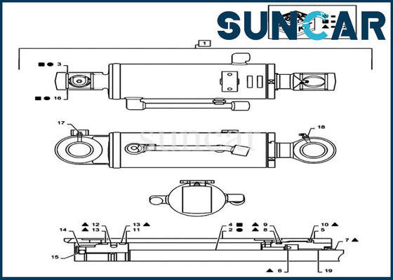 A selagem de caso PX01V00043R200 Kit Dozer Cylinder Seal Kit cabe a máquina escavadora Equipment de CX36B CX31B
