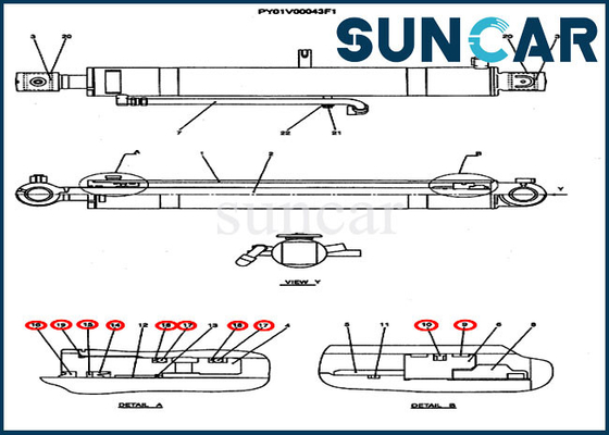 Jogos de Kit Crawler Excavator Boom Repair do selo da substituição de Case PY01V00037R300 do modelo de CX50B