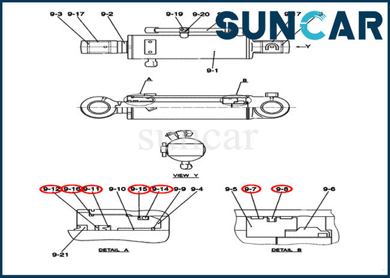 Jogo do serviço da substituição do cilindro hidráulico de Kit Case Model CX50B do selo do reparo da escavadora PY01V00040R400