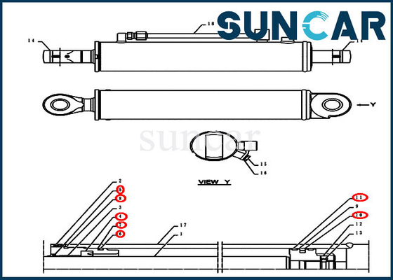 Modelos do exemplo de Kit Dozer Service Kit Fits CX55BMSR CX55B do selo do cilindro do ângulo PH01V00006R100