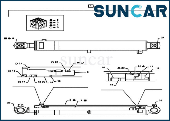 Jogos do jogo PS01V00001R300 Mini Crawler Excavator Hydraulic Cylinder do selo do CYL do crescimento do caso de CX55B