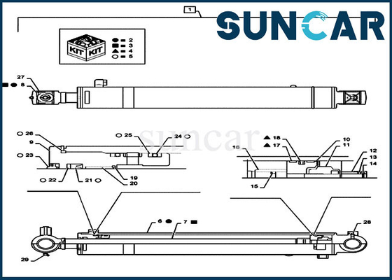 Jogo do serviço do jogo CX55B Mini Crawler Excavator Case Cylinder do selo da substituição do braço PS01V00002R300