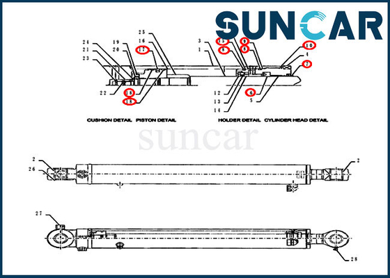Modelos do equipamento de Kit Fits Case CX55BMSR do selo da substituição do cilindro do braço PY01V00050R300