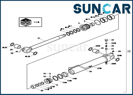 EXEMPLO CX18C de Kit Fits Mini Crawler Excavator do selo do cilindro do Dipper de XKCC-00528 XKCC00528