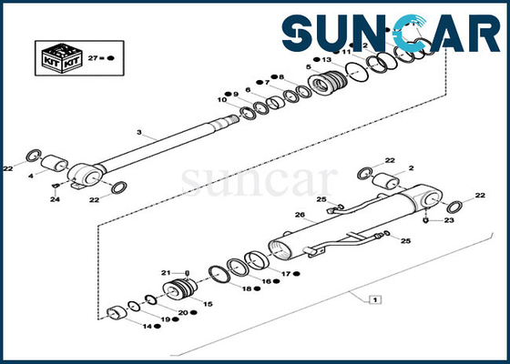Exemplo Mini Crawler Excavator de Kit Fits Model CX26C do reparo do selo do jogo XKCD01373 do selo do CYL do crescimento XKCD-01373