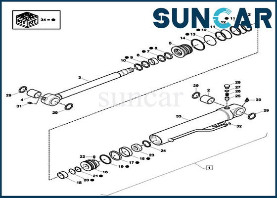 Peças de substituição da construção do exemplo de Kit For CX26C do selo do cilindro do Dipper de XKCD-02688 XKCD02688