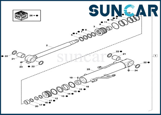 O selo Kit Cylinder Seal Repair Kit do crescimento de XKCC-01437 XKCC01437 cabe a máquina escavadora do caso CX33C CX37C