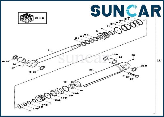 Jogo do serviço hidráulico do OEM de Kit Case CX33C CX37C do selo do cilindro do Dipper de XKCC-01438 XKCC01438