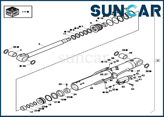 Jogo do serviço da substituição do cilindro do EXEMPLO CX60C CX57C de Boom Seal Kit XKCD03336 da máquina escavadora XKCD-03336