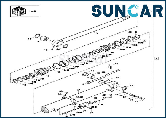 Jogos do cilindro da substituição de Kit Excavator Case CX60C CX57C do reparo do selo do Dipper de XKCD-03438 XKCD03438