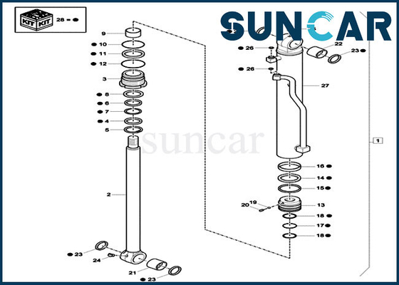 Máquina escavadora Replacement Cylinder Kit da CAIXA CX60C do jogo do selo do óleo do balanço do crescimento de XKCC-01002 XKCC01002
