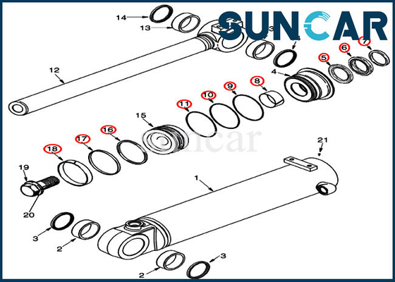 Cilindro da inclinação da CAIXA do jogo do selo de 87434291 cubetas que sela o carregador da roda de Kit Fits 521D 521F 621D 621G