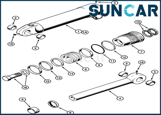o selo Kit Replacement Cylinder Service Kit do estripador 1542875C1 cabe o equipamento pesado do CASO 621B 721B 850K