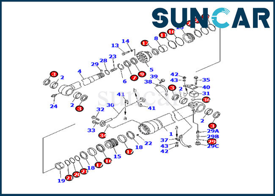 Serviço ultramarino Kit For Komatsu Excavator PC220-7 PC220-7 do cilindro do braço da versão 707-99-58070