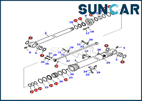 KOMATSU 721-98-00270 peças de serviço de Kit For Excavator PC240LC-11 PC220-8M0 do reparo do selo do cilindro da cubeta