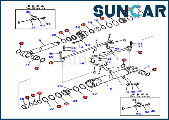 Cilindro hidráulico do crescimento de Kit Service Kit 721-98-00660 do selo para KOMATSU PC200LC-8M0 PC210-10M0