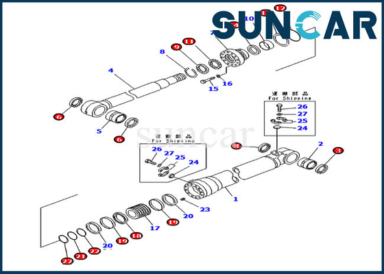 Kit de serviço 707-99-68730 Kit de vedação do cilindro de ajuste da lança para peças do modelo Komatsu PC228USLC-8 PC210LC-7K