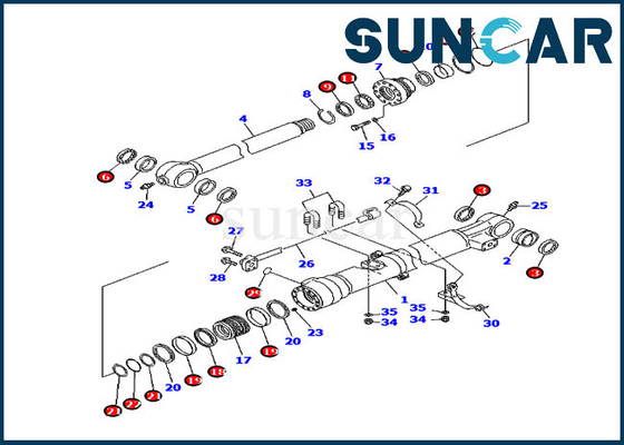 707-99-47570 Kit de Vedação de Balde PC200-7 Modelos PC200LC-7 Kit de Vedação de Reparo de Cilindro Komatsu