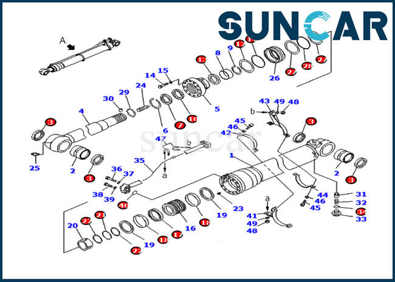 Selo Kit Service Kit do braço 707-99-50500 para o cilindro hidráulico da máquina escavadora PC200-8 PC210LC-8K de KOMATSU