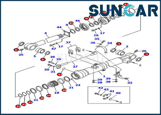 Kit de vedação 707-99-45070 Kit de serviço da caçamba cilindro hidráulico para Komatsu PC200-8 HB205-1 HB215LC-1