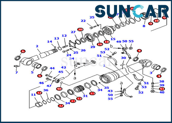 Peças de reposição PC200-8 707-99-50730 Kit de reparo da vedação do cilindro do braço Komatsu Kit de vedação da escavadeira