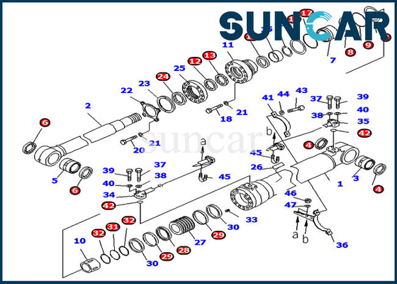 Kit de Serviço de Substituição da Lança 707-99-46410 Kit de Reparo Cilindro Hidráulico Komatsu PC200-8 7079946410