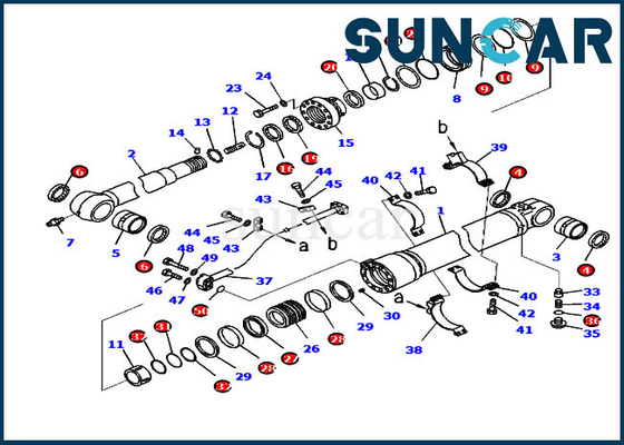 PC238USLC-11 PC210LC-10 Escavadeira 707-99-50520 Kit de substituição do kit de manutenção do cilindro do braço Komatsu