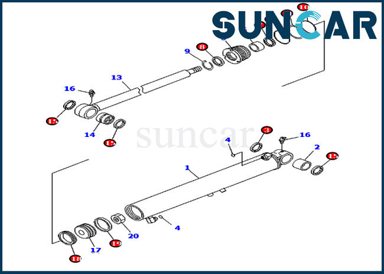 Selo Kit For PC2000-8 PC50MR-2 KOMATSU do cilindro do balanço do crescimento do jogo 7079829640 da selagem da escada 707-98-29640