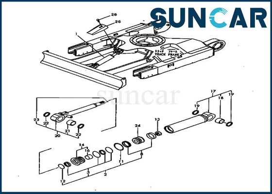 Peça e tampa internas de Kit Hydraulic Cylinder Fits Excavator do selo da lâmina de PC20FR-2 KOMATSU YM172168-72010