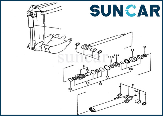 Jogo de reparação YM17217372923 do selo da cubeta YM172173-72923 para as peças internas do cilindro de KOMATSU PC20FR-2