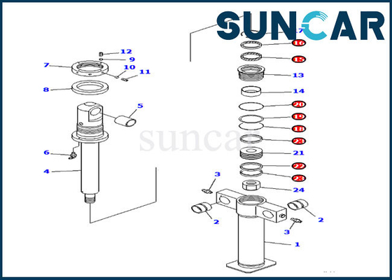 Cilindro interno da cubeta da parte superior das partes 707-98-47700 de PC200SC-6 KOMATSU que sela Kit Service Kits