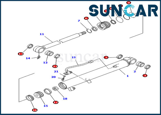 707-98-13850 máquina escavadora PC20MR-1 PC28UU-3 de Kit Hydraulic Cylinder Fits Komatsu do selo da cubeta
