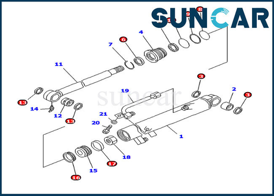 707-98-12280 7079812280 peças internas de Kit For PC20MR-1 PC20R-8 KOMATSU do reparo do selo do cilindro da cubeta