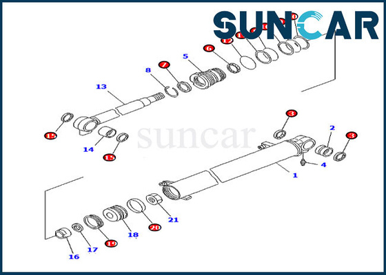 Jogo de reparação interno do cilindro de Kit Models PC20MR-1 PC20MRX-1 do selo do crescimento das partes 707-98-14760 de KOMATSU
