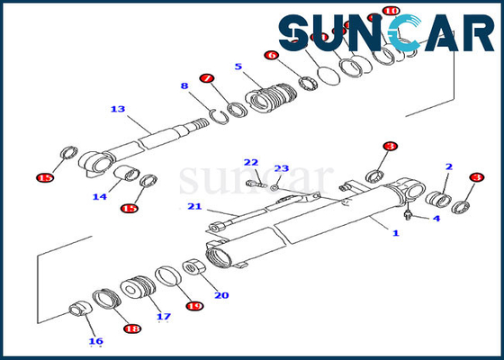 Jogo hidráulico de Kit Excavator Boom Cylinder Service do selo das partes 707-98-14890 interno de PC20R-8 KOMATSU